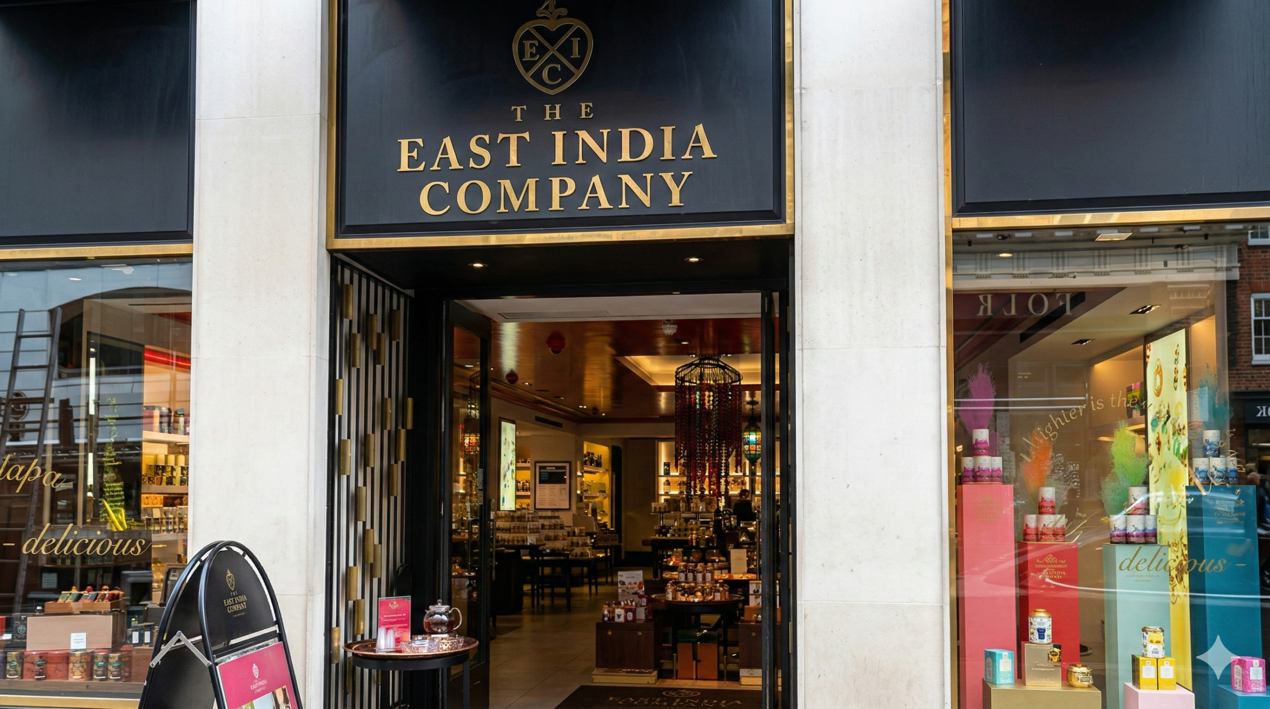 Exterior view of the East India Company luxury retail store in London Mayfair with a closure notice, representing the liquidation of Sanjiv Mehta's brand.