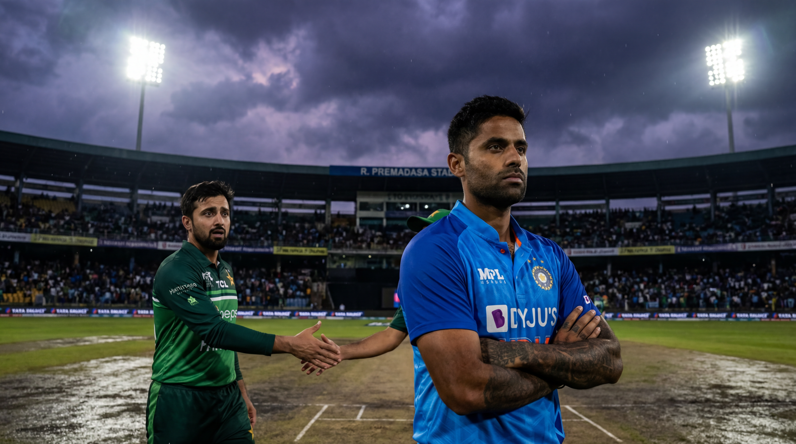 कोलंबो 2026 में टॉस के समय भारतीय कप्तान सूर्यकुमार यादव ने पाकिस्तान के कप्तान सलमान अली आगा से हाथ मिलाने से मना कर दिया।