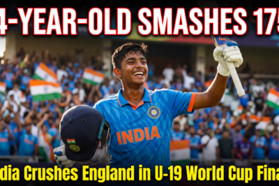 14 साल के वंडर बॉय वैभव सूर्यवंशी ने रिकॉर्ड 175 रन बनाए, जिससे भारत ने इंग्लैंड को हराकर U-19 वर्ल्ड कप जीत लिया।