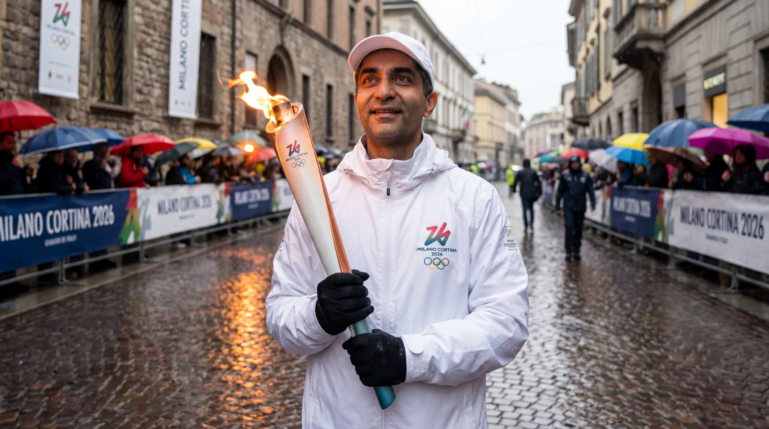 टॉप लाइन भावुक पल जिसने सबको खामोश कर दिया! बॉटम लाइन अभिनव बिंद्रा मूसलाधार बारिश में ओलंपिक मशाल लेकर चले