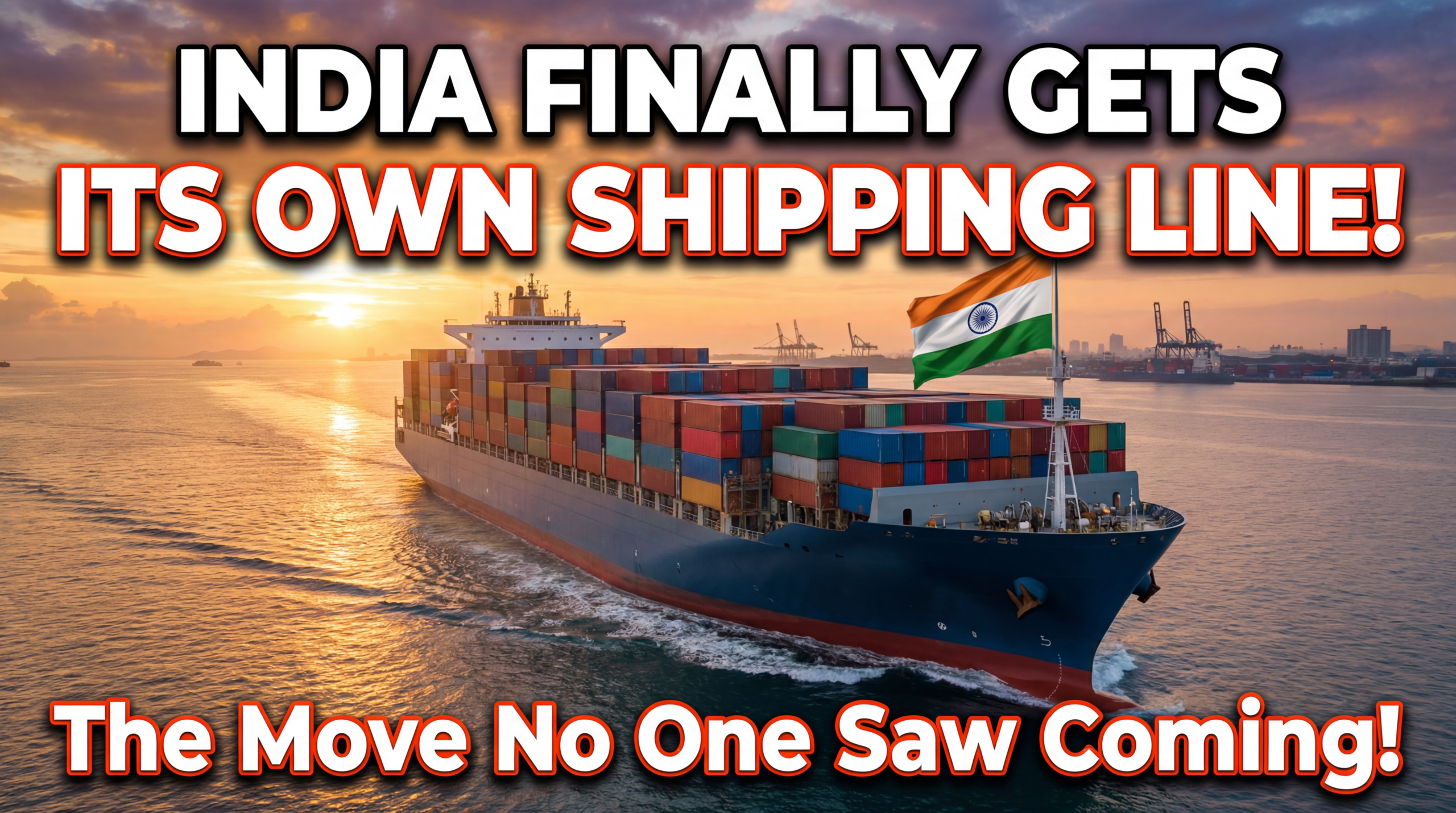 मुख्य हेडलाइन (ऊपर/बीच में): भारत को आखिरकार अपनी खुद की शिपिंग लाइन मिल गई! सब-हेडलाइन (नीचे): यह गेम-चेंजिंग कदम जिसकी किसी ने उम्मीद नहीं की थी!