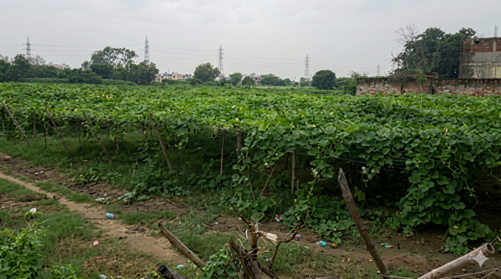 Map of Faridabad showing proposed new sectors 94A to 142 and agricultural land of 19 villages for Haryana government acquisition.