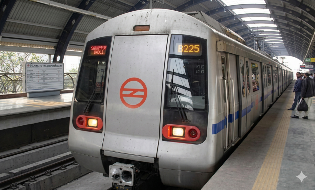 डीएमआरसी के नए मेट्रो कॉरिडोर — मजलिस पार्क से मौजपुर और दीपाली चौक से मजलिस पार्क तक चलती मेट्रो ट्रेन, दिल्ली मेट्रो फेज-4