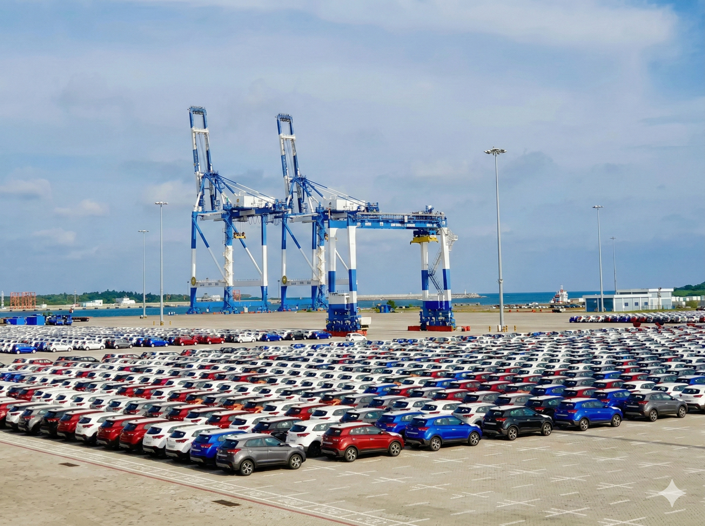 Tata Yodha and Mahindra Scorpio pickup trucks parked in Indonesia, which have been hit by the import ban.