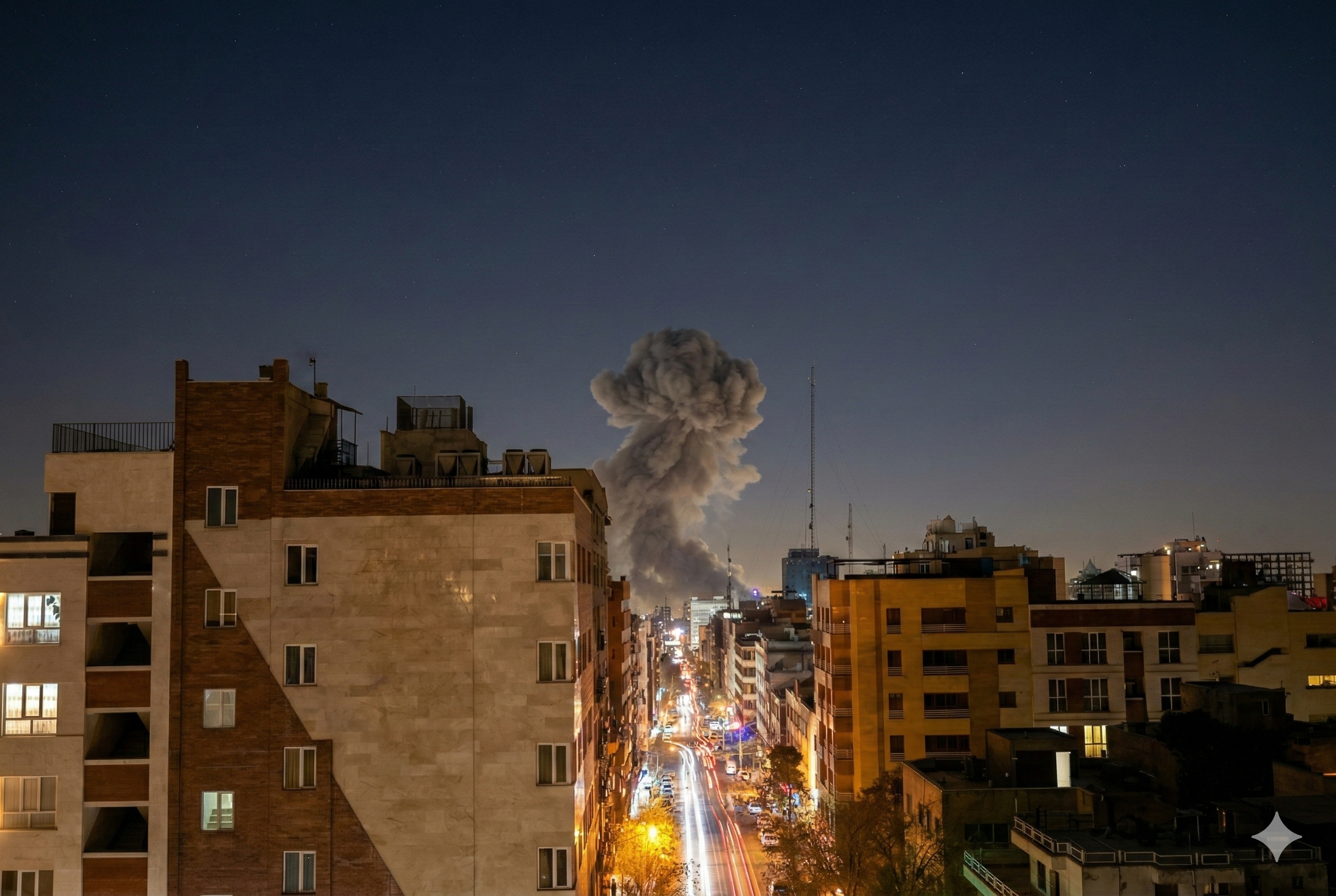Smoke rising over Tehran after joint US-Israeli airstrikes killed Iran's Supreme Leader Ayatollah Ali Khamenei on March 1, 2026, as Iran-Israel war escalates with nuclear tensions