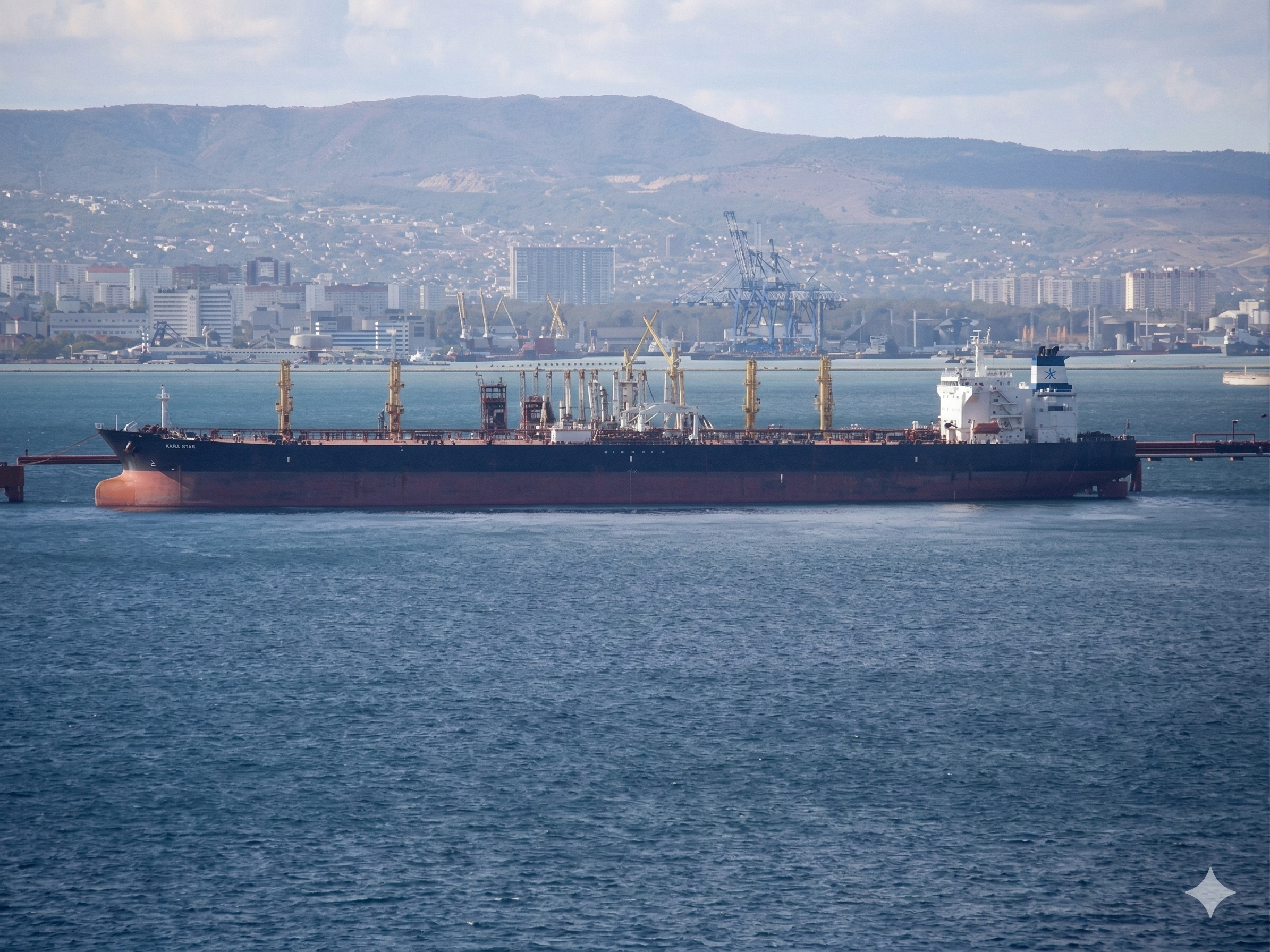 अरब सागर में रूसी तेल टैंकर भारतीय बंदरगाह की ओर बढ़ते हुए, पृष्ठभूमि में भारत का मानचित्र और तेल बैरल का प्रतीक