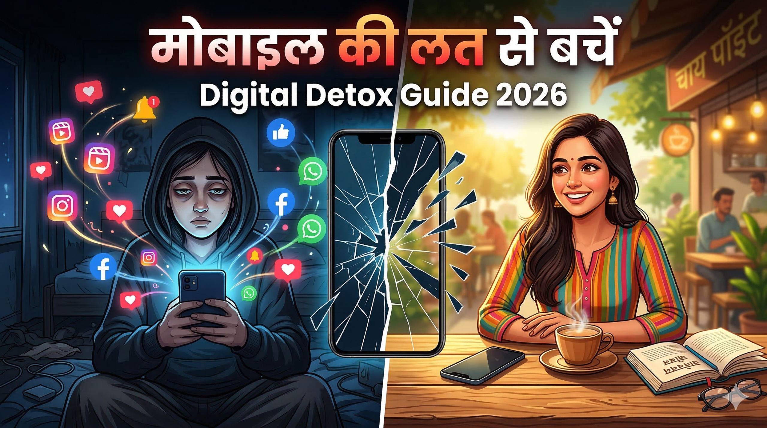 मोबाइल की लत से बचने के उपाय — Digital Detox Guide 2026 | स्मार्टफोन addiction और screen time कम करने के 10 तरीके