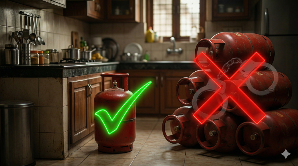 LPG सिलेंडर रखने के नियम: घर में कितने सिलेंडर रखना है कानूनी? 1 छोटी गलती और होगा भारी नुकसान!